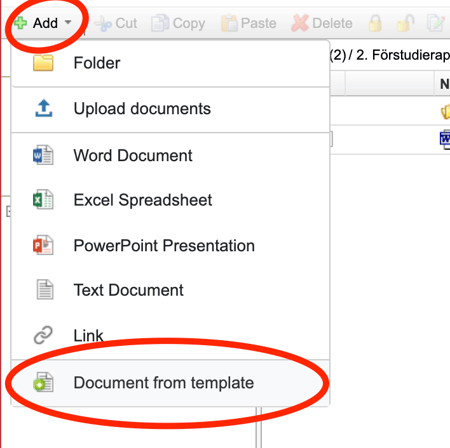 You find the available templates when you go to add a new document 