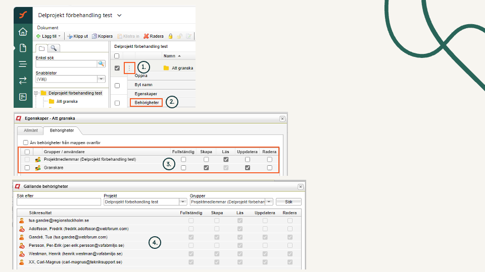 Se behörigheter i dokumentvyn.1